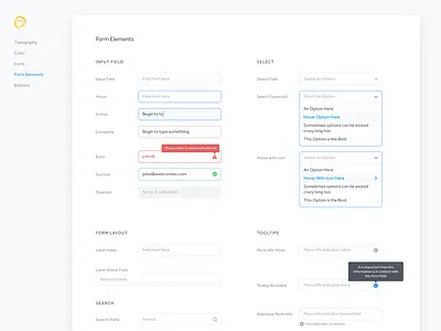 Form Elements blue elements events field form product red webconnex yellow