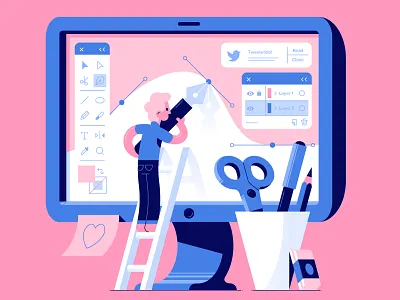 Illustrator worker illustrator pencil work