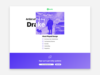 Music Landing Page - Daily UI #003 drake landing page music landing