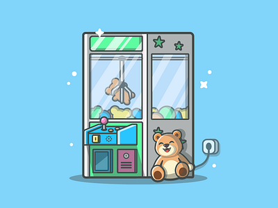 Claw machine! 😀✌🐻 bear claw cute dribbble flat icon illustration machine shots teddy vector