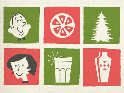 1960s Holiday Card Cover 1960s booze card christmas cocktails holiday icons retro texture vintage
