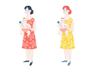 Mothers 2d baby character doodle flat illustration infant motherday mum sketch