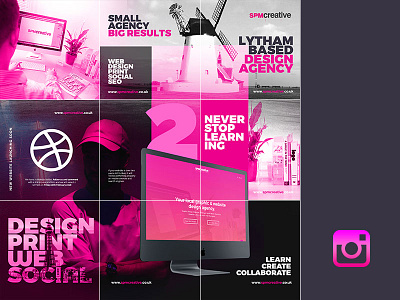 SPM Creative Instagram Account dark design dribbble grid instagram invite magenta social media