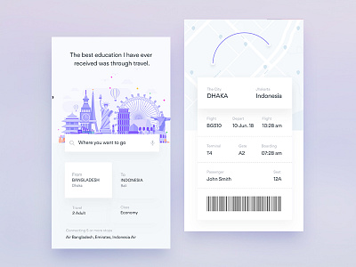 Ui Design Exploration For Flight iOS App app ar boarding flights info ios pass ticket travel ui ux