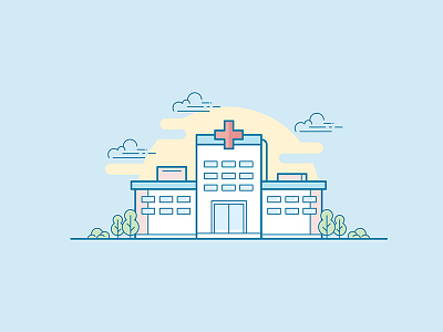 Hospital art building flat hospital house icon illustration line simple vector