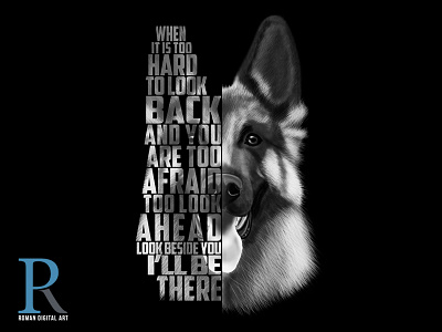 Text German Shepherd Portrait art design dog german shepherd illustration inspirational photoshop portrait print quote text typography