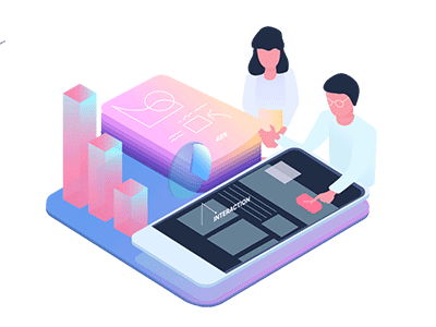 Digital Marketing gif gradient illustration isometric perpective