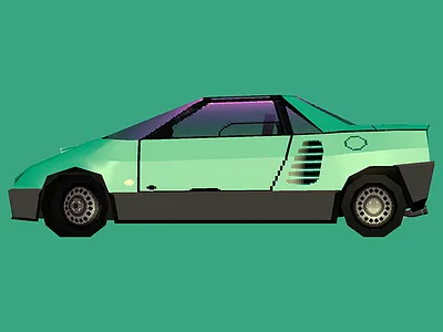 Mazda Autozam AZ-1 B / Side 16 bit 3d car icon illustration low poly maya object pixel art