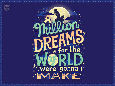 A Million Dreams a million dreams lettering lyric lyric art musical night sky shooting star stars the greatest showman typography