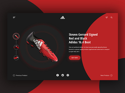 Adidas Product Page Concept adidas black product product page red shoe soccer soccer boots steven gerrard ui design user interface web design