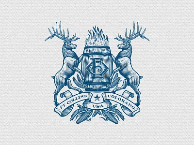 OE Crest bourbon coat of arms crest deer distillery etching illustration lineart monogram moose scratchboard spirit spirits stag vintage whiskey whisky