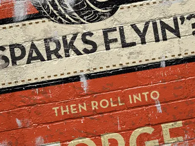 Forge Motors - Poster Closeup auto funny garage garage poster painted poster design pun design puns wall painted