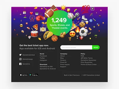 Not Enough Emojis emojis events footer grid icons marketing sports website