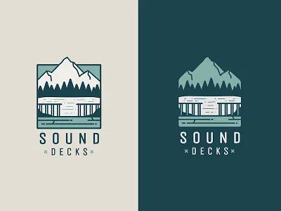 Sound Decks Logo decking icon illustration line logo logo design mountains pacific northwest pnw seattle sound washington