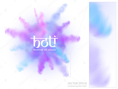 Vector color burst of powder blue burst explosion fireworks holi paint powder purple realistic splash vector watercolor