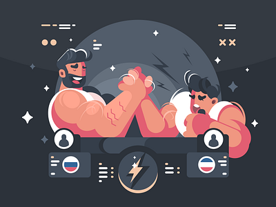 Armrestling arm armwrestling biceps character contest flat hand illustration kit8 strong vector wrestling