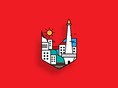 Jakarta city hexagon icon illustration indonesia jakarta line modern vector
