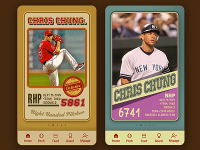 retro & vintage baseball card UI app card ui design retro ui design vintage