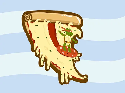 Cowabunga - Vinny's Pizza Playoff 🍕 adobe draw cowabunga illustrator ninja turtles pizza playoff slice sticker mule teenage mutant ninja turtles tmnt vinny