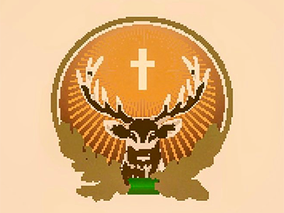 Jägermeister badge badge jäger jägermeister logo pixelated stag