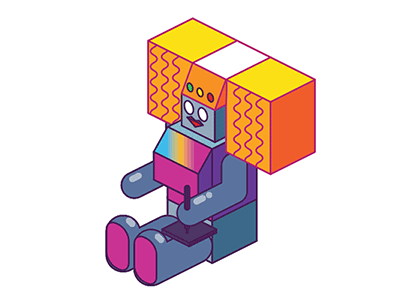 Robo-Julia fun gif isometric light robot wacom