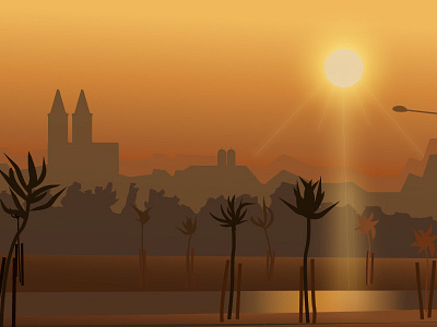 Sunset View adobe adobeillustrator gradient illustrationart modernillustratio sunsetillustration sunsetview