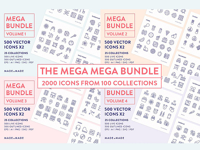 Line Icon – 4x Mega Bundle (25% off) icon icon collection icon pack icon sets icons line icon line icons mega bundle mega icon pack mega icon set vector vector icons