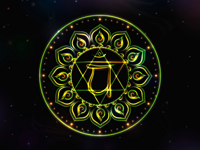 4 Chakra Anahata in Green anahata chakra esoteric illustration mandala vector
