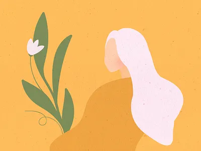 Portrait with flower illustration minimal spring