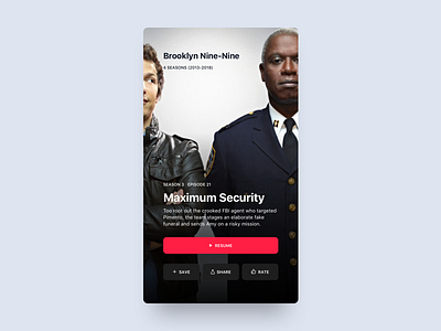 Brooklyn Nine-Nine app clean interface minimal mobile netflix player show stream ui ux video