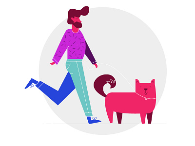 Walking the dog color dog guy hair walking