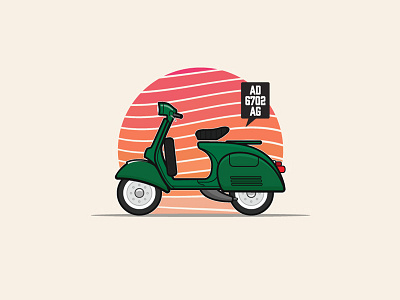 1975's Sprint Veloce artwork bike illustration logo minimal motorcycle retro scooter sunset vector vespa vintage