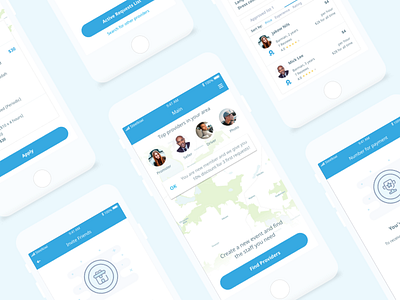 Mobile App UI app bonus business clean illustration job map service provider sketch ui ux