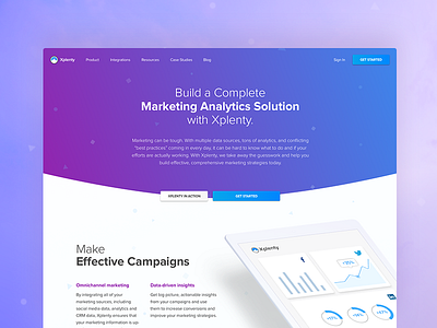 Marketing landing page analytics gradient landing page marketing website xplenty