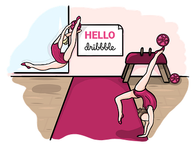 Debut debut gym gymnastics illustration pink