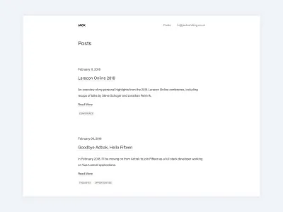 Personal Blog - Rework blog design minimal monotone personal typography