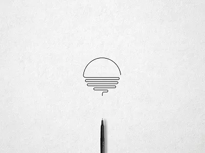 A minimalistic illustration of a sunset. drawing graphicdesigner logo logodesign logosketch minimalism minimallogo oneline onestroke simplelogo sunset sunsetlogo
