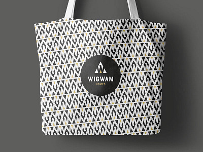 Wigwam Re-branding - Bag bag black branding design gold merchandise pattern print property real estate rebrand