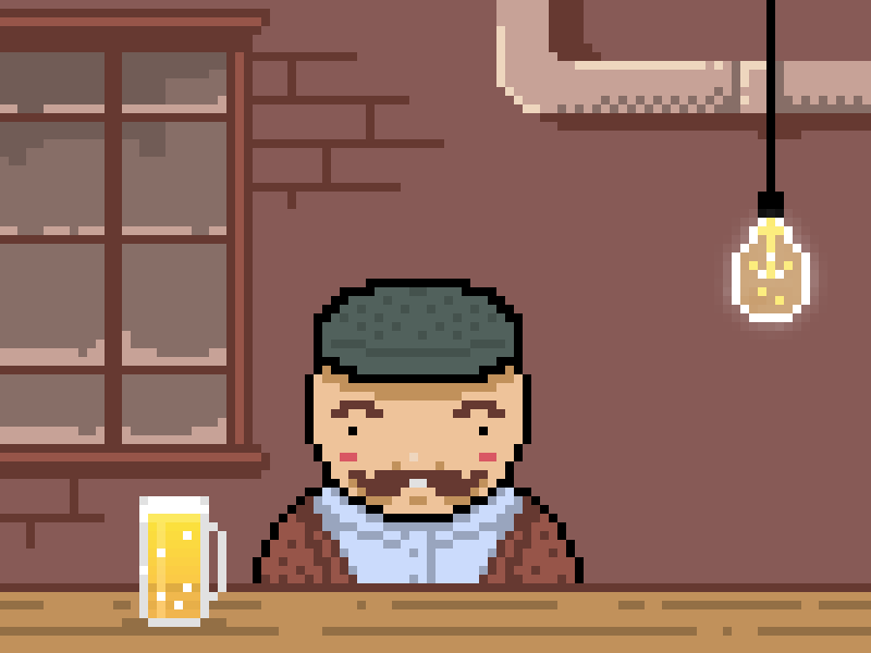 Pixel Bar animation bar beer character mustache pixel pixelanimation pixelart