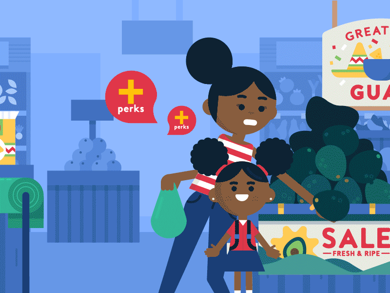 Giant Eagle avocado butcher daughter jump kid mom perk salmon shop shopping supermarket walk