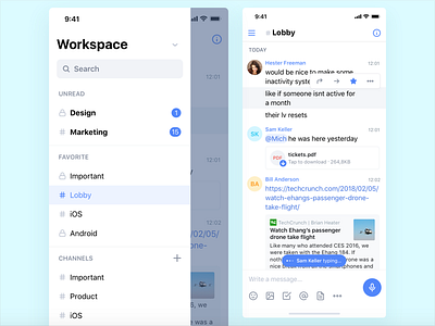 Workspace chat document messages messenger space work