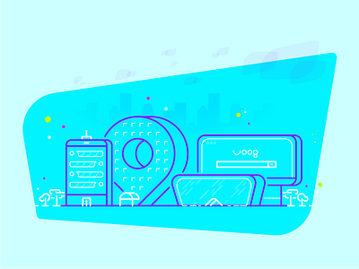 Smart City art blue city data digital illustration iot neon outline skyline smart stroke