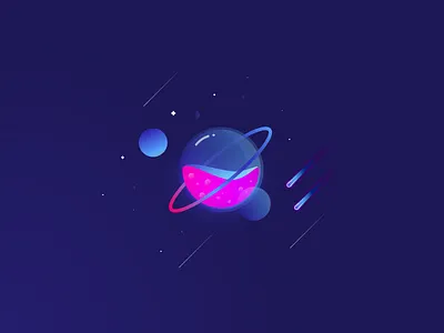 Planet color fluid gradient illustration meteor planets space stars