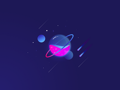 Planet color fluid gradient illustration meteor planets space stars