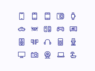 Gadget Icons 4k action cam camera drone icon iphone x music player nintendo switch playstation router smartwatch vr