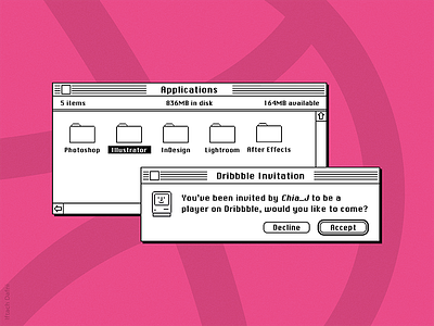 Hello Dribbble! apple classic macintosh dribbble mac macintosh macintosh 128k macintosh 7 macos old school pixel retro