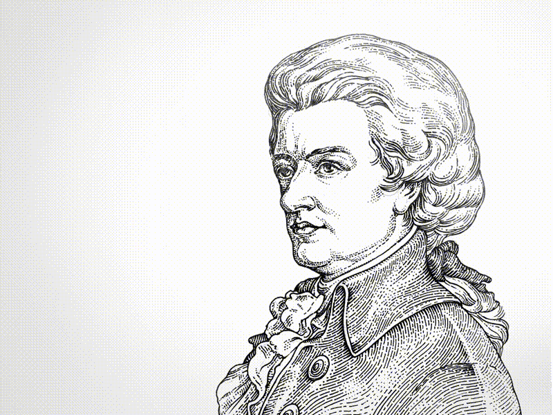 Time Lapse Animation animation blackwhite composer face illustration melody mozart music portrait stipple timelapse video