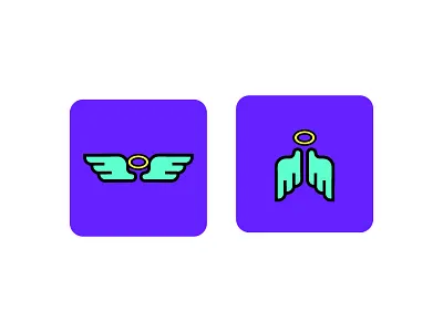 Angel icons (pre-mock) angel brand branding brandmark flat flat design icon icon design illustration logo logo design wings