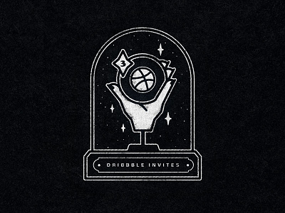 Dribbble Invites badge basketball crystal ball dribbble invites space stars texture