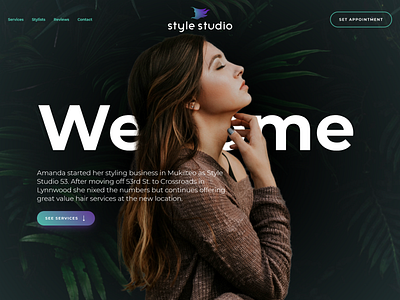 Salon Website Homepage - Style Studio dark gradient hero homepage layout salon website